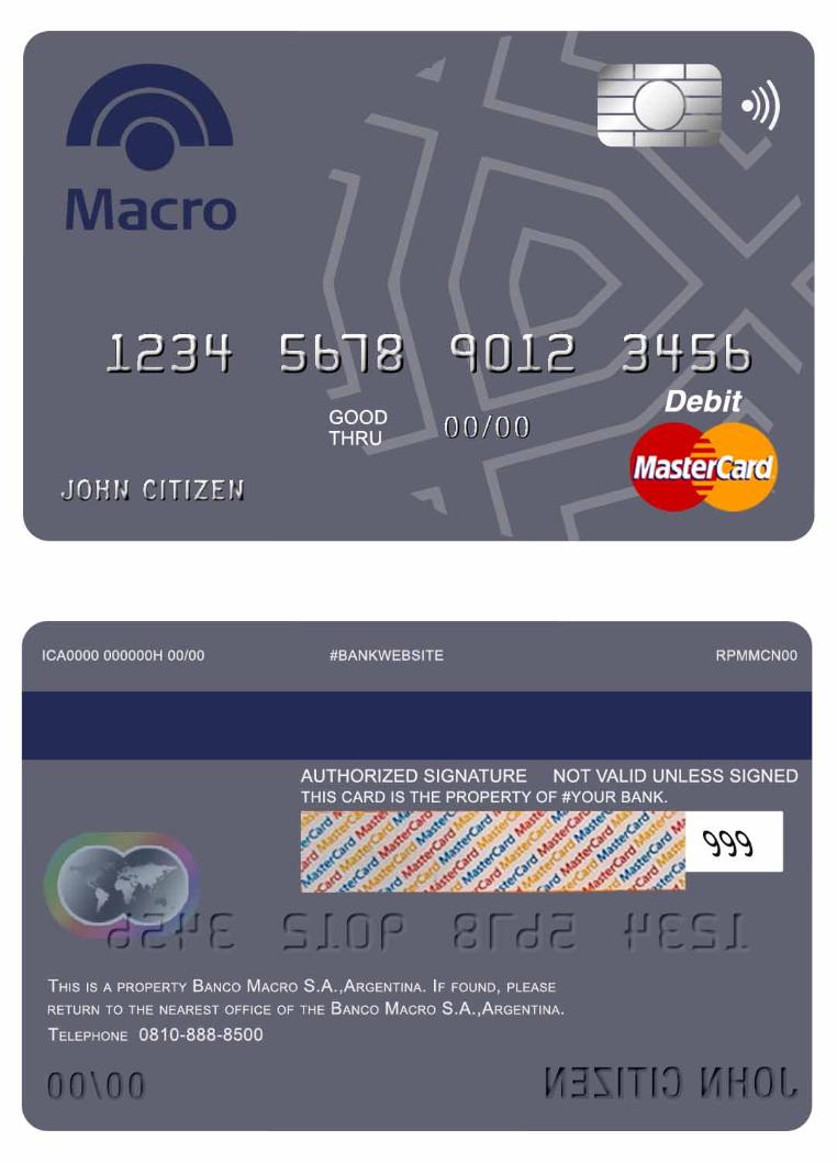 Argentina Banco Macro S.A. bank mastercard debit card
